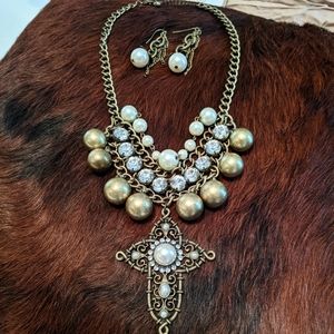 Large Cross Western necklace and earrings set